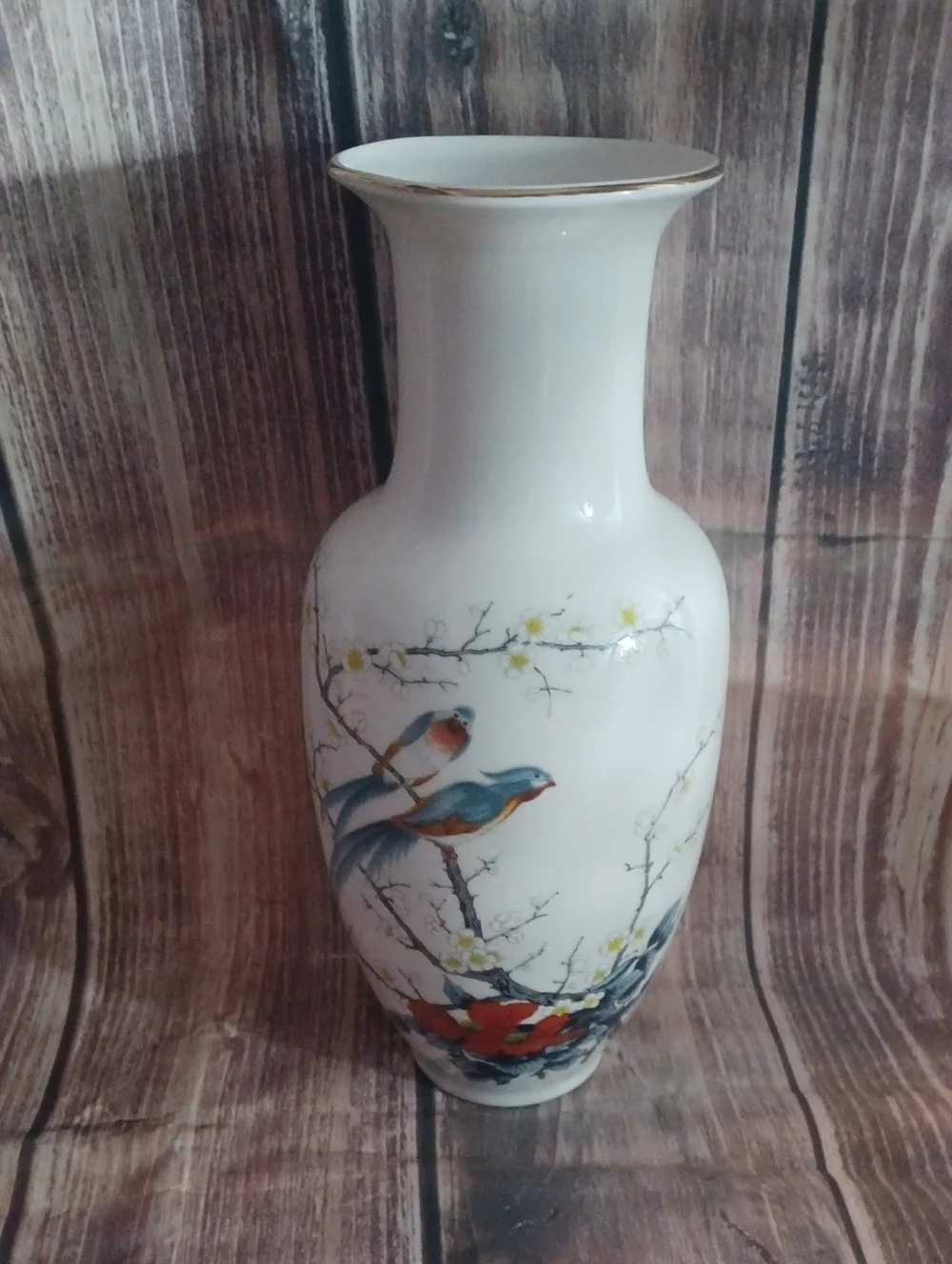 Vintage JAY Japan Fine China Bird Vase 10.5in